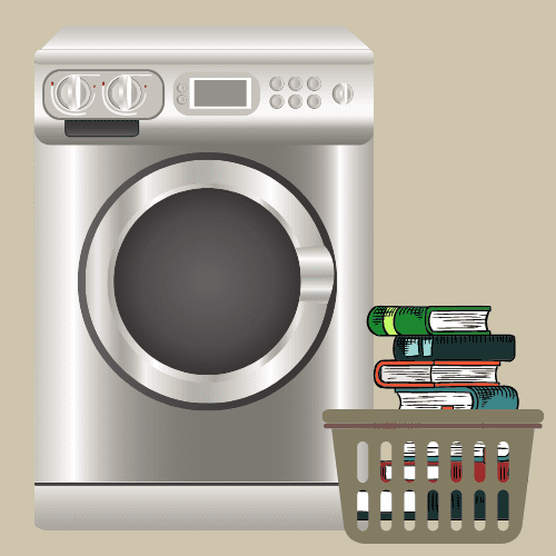 Washing machine and pile of books